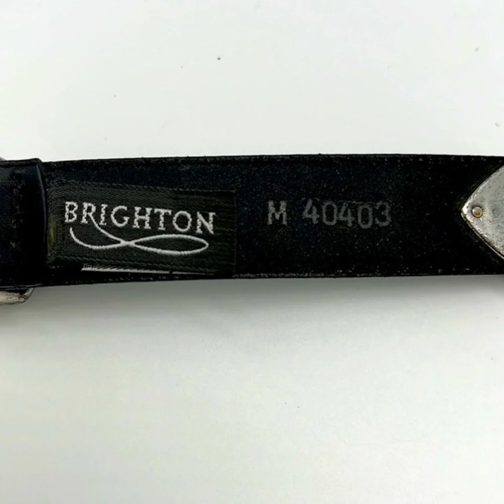 Brighton - Vintage  Leather Silver Buckle And Hearts Belt Size Medium